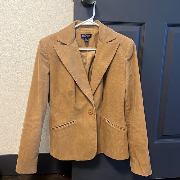 Ann Taylor Corduroy Tan Blazer Jacket Size 4 - Picture 2 of 5